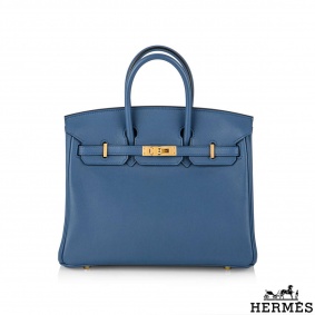 Herms Birkin 25cm Bleu Paradis GHW Veau Swift Handbag